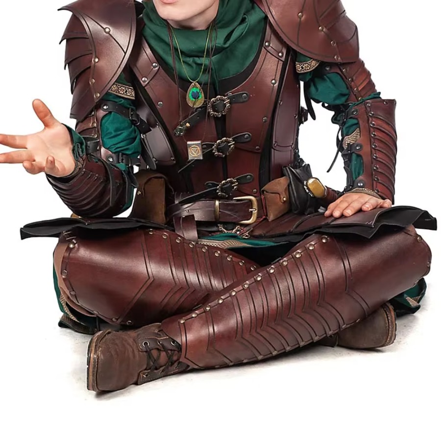 Costumes - Medieval Elven Knight Leather Leg Shin