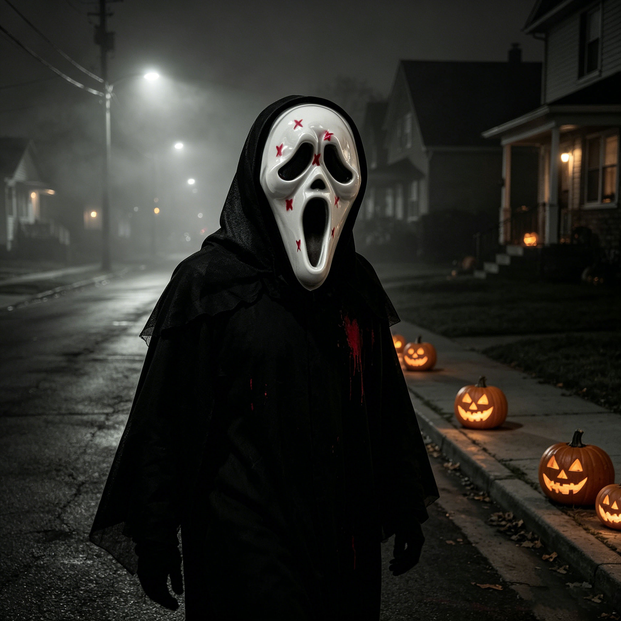 Ghost Horror Mask with Black M - огляд і ціна Led Purge Mask Halloween